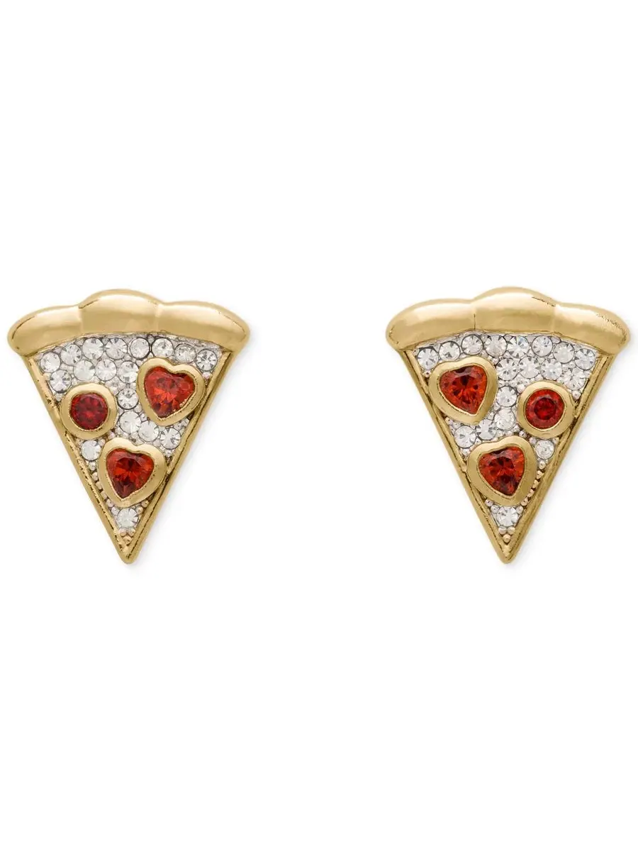 Серьги-гвоздики «Пицца с кубическим цирконием» Kate Spade New York — изображение 1 из 3, оттенок красный