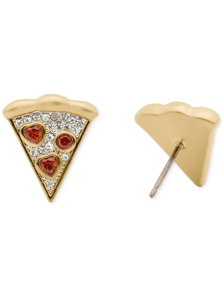 Серьги-гвоздики «Пицца с кубическим цирконием» Kate Spade New York — изображение 2 из 3, оттенок красный