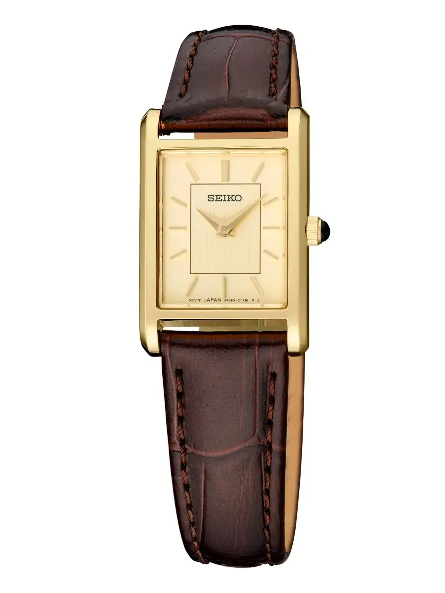 Женские часы с кожаным ремешком, 19.6 мм Seiko — коричневый