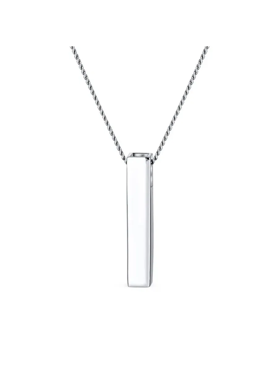 Подвеска-куб на цепочке Minimalist Vertical Bar Bling Jewelry — изображение 1 из 4, оттенок серебряный