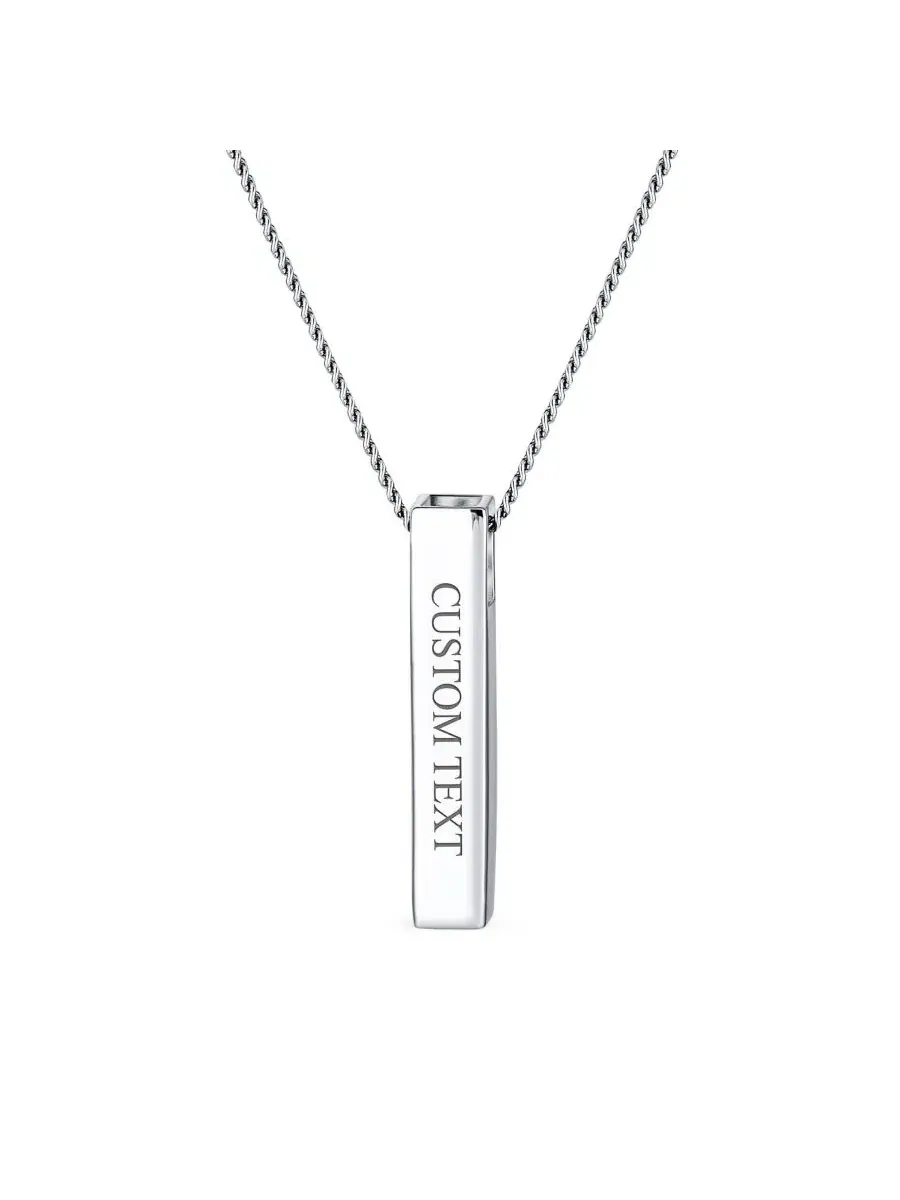 Подвеска-куб на цепочке Minimalist Vertical Bar Bling Jewelry — изображение 3 из 4, оттенок серебряный