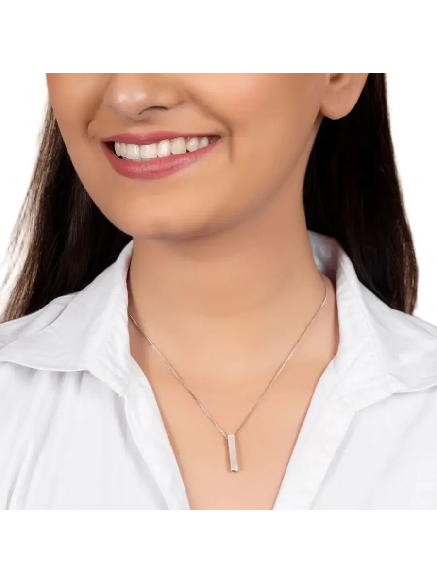 Подвеска-куб на цепочке Minimalist Vertical Bar Bling Jewelry — изображение 4 из 4, оттенок серебряный