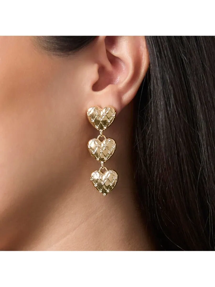 Серьги-подвески с сердечками Triple Heart Drop Juicy Couture — изображение 3 из 7, оттенок золото