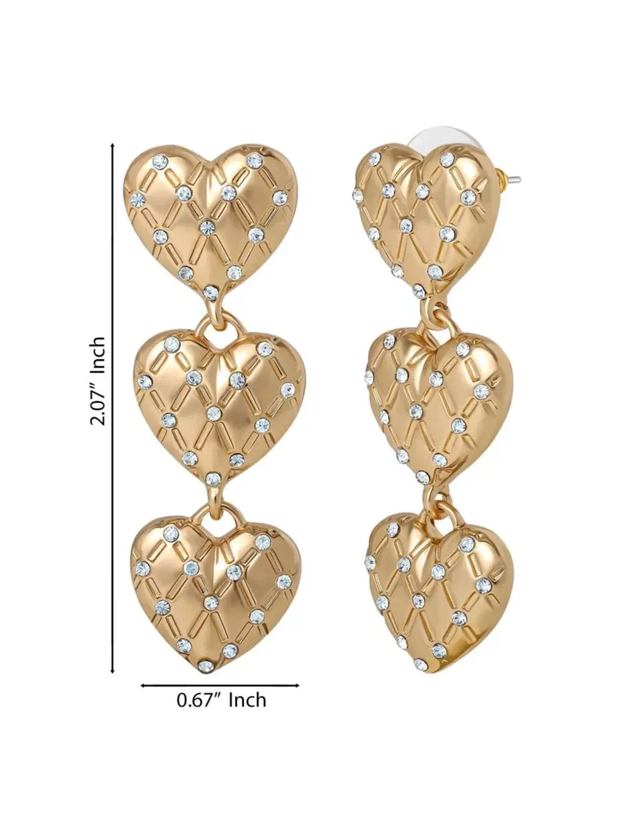 Серьги-подвески с сердечками Triple Heart Drop Juicy Couture — изображение 6 из 7, оттенок золото