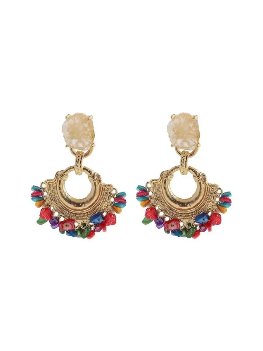 Серьги-подвески с кластером камней SOHI — изображение 1 из 3, оттенок мульти