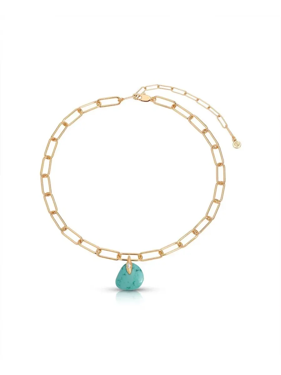 Ожерелье с кулоном Turquoise Stone ETTIKA — изображение 1 из 3, оттенок золотистый