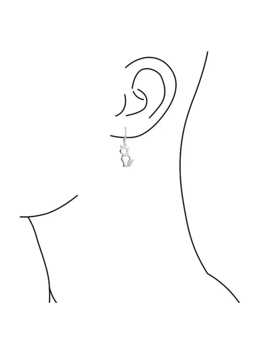 Серьги-подвески с вырезными кошками, стерлинговое серебро .925 Bling Jewelry — изображение 2 из 3, оттенок серебряный