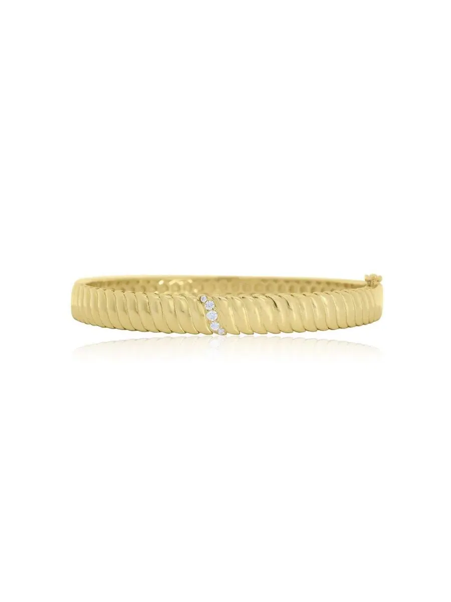 Браслет-обруч с кубическим цирконием, модель CZ Accent Wave Bangle The Lovery — серебристый