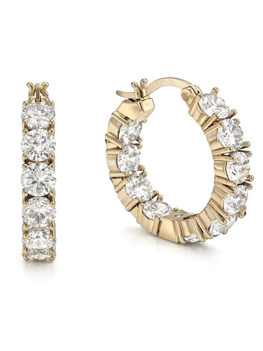 Серьги-кольца с кристаллами Cubic Zirconia And Now This — изображение 1 из 5, оттенок золото