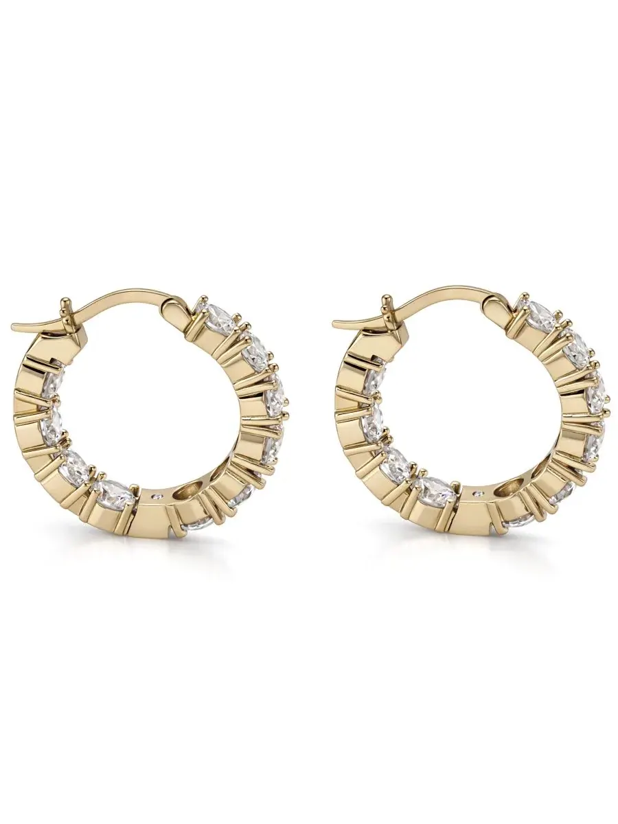 Серьги-кольца с кристаллами Cubic Zirconia And Now This — изображение 2 из 5, оттенок золото