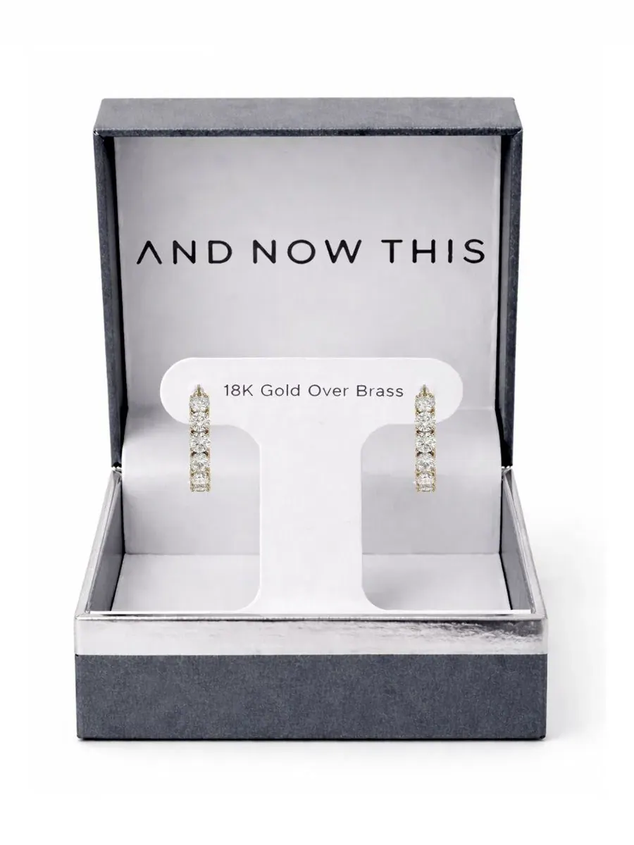 Серьги-кольца с кристаллами Cubic Zirconia And Now This — изображение 5 из 5, оттенок золото