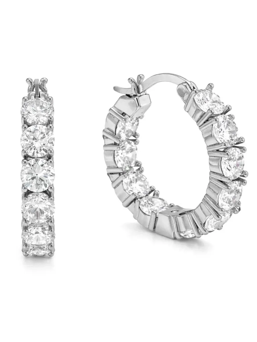 Серьги-кольца с кристаллами Cubic Zirconia And Now This — изображение 1 из 5, оттенок серебряный