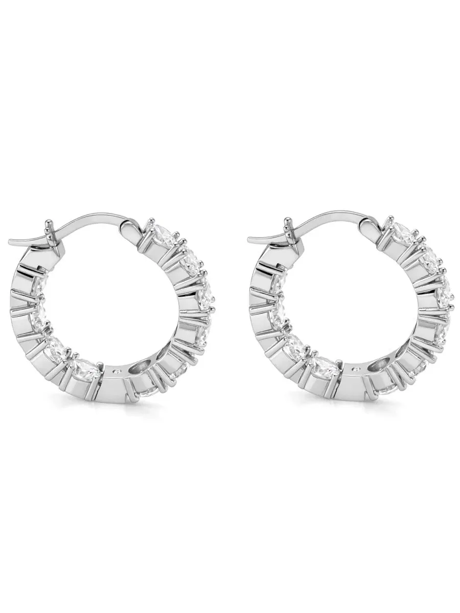 Серьги-кольца с кристаллами Cubic Zirconia And Now This — изображение 2 из 5, оттенок серебряный