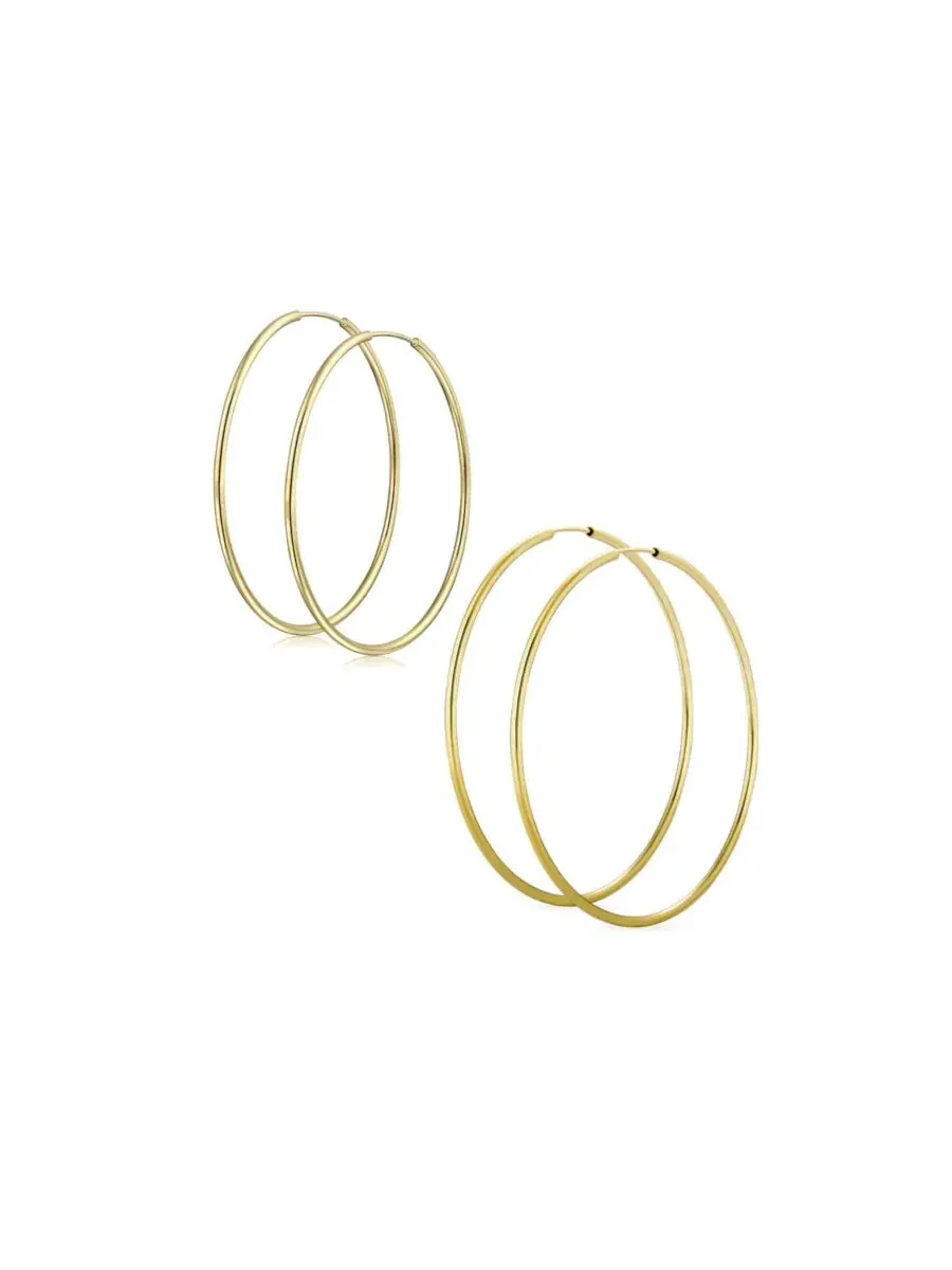 Серьги-кольца 2 мм, 4,4 см и 6,4 см, с полировкой, Endless Bling Jewelry — изображение 1 из 4, оттенок золотистый