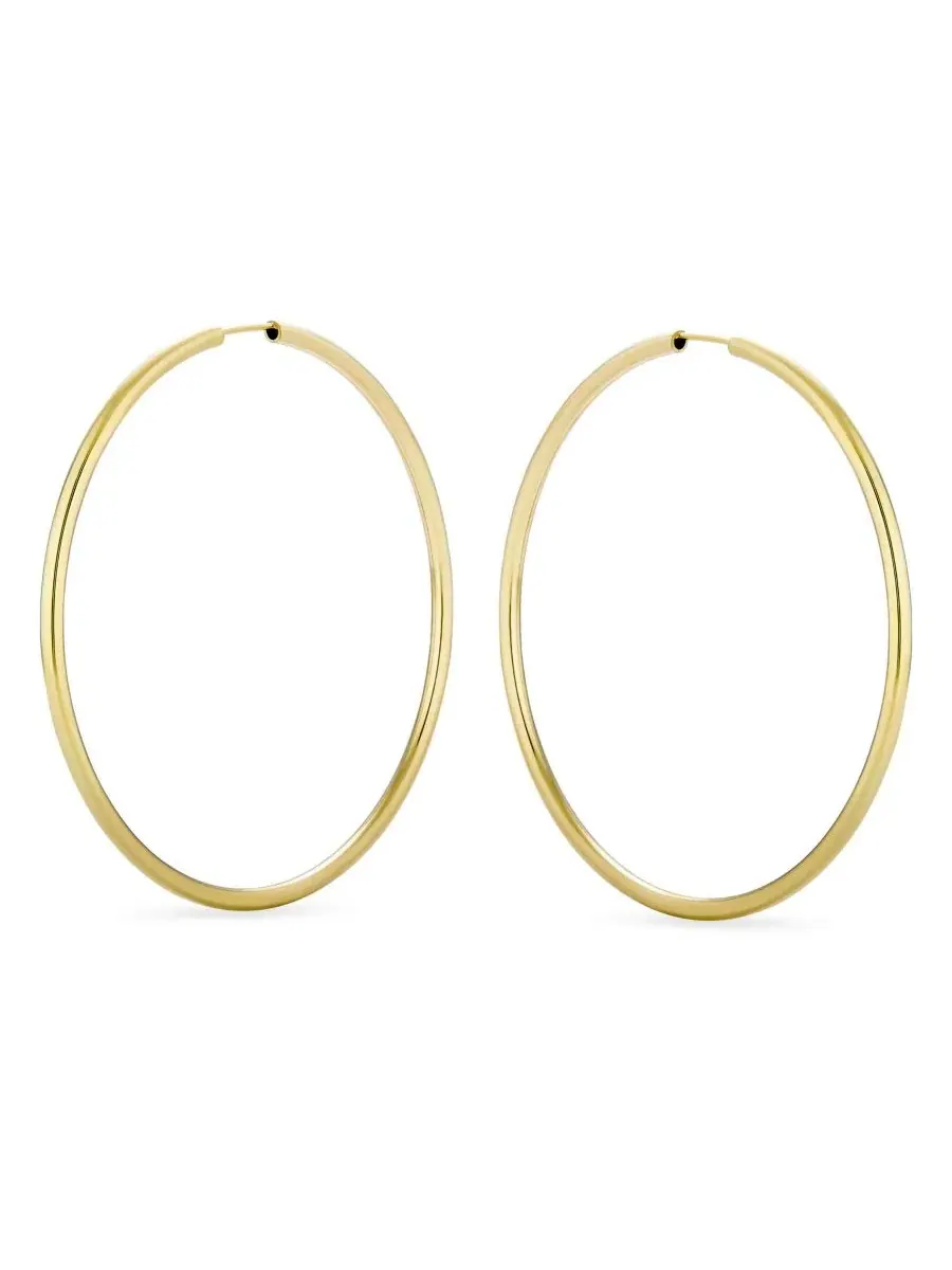 Серьги-кольца 2 мм, 4,4 см и 6,4 см, с полировкой, Endless Bling Jewelry — изображение 2 из 4, оттенок золотистый