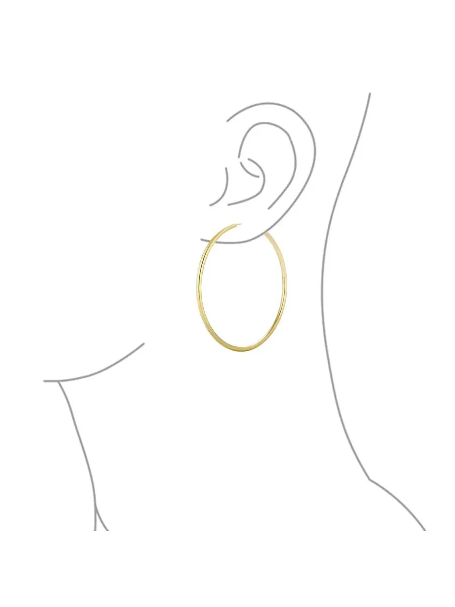 Серьги-кольца 2 мм, 4,4 см и 6,4 см, с полировкой, Endless Bling Jewelry — изображение 3 из 4, оттенок золотистый