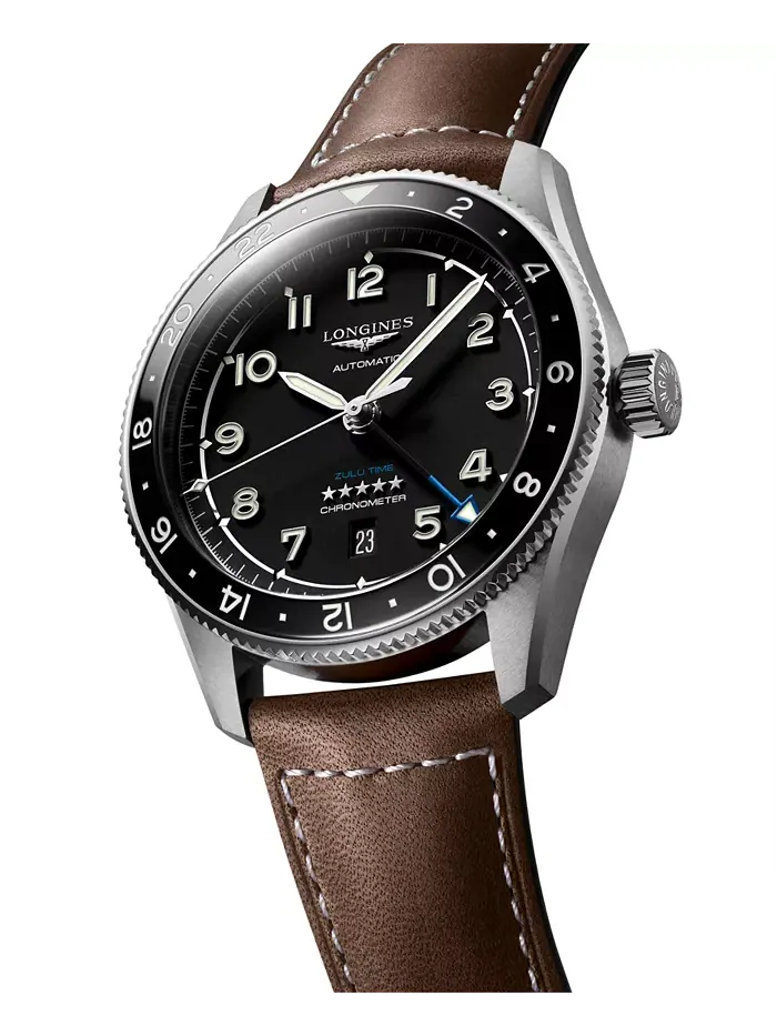 Мужские автоматические часы Swiss Automatic Spirit Zulu Time с коричневым кожаным ремешком, 42 мм — изображение 3 из 4