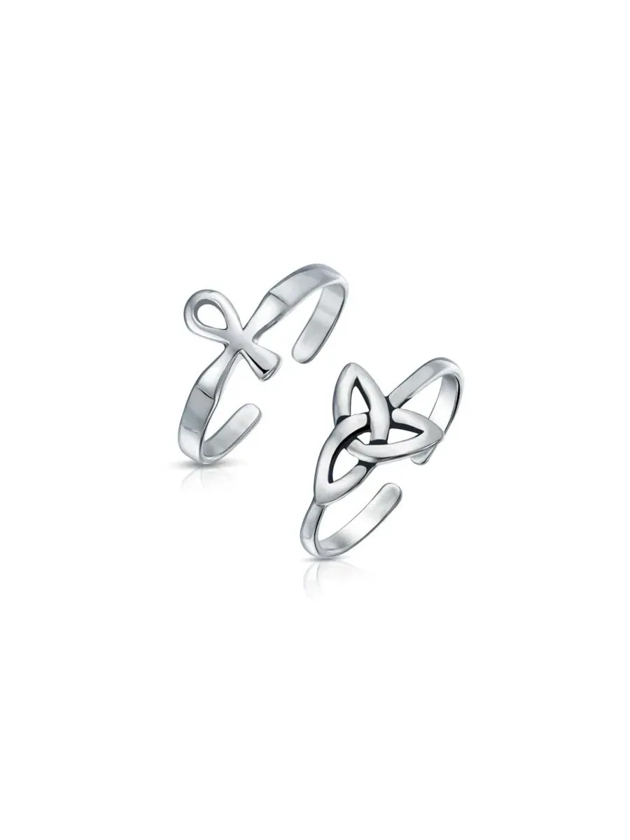 Комплект колец на палец ноги с Анкхом и кельтским узлом, серебро 925 пробы Bling Jewelry — изображение 1 из 6