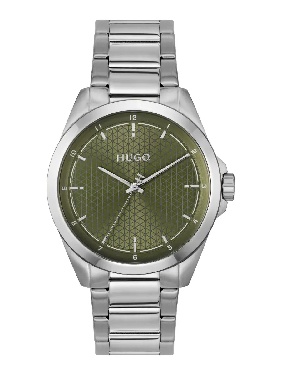 Мужские часы Seam Quartz из нержавеющей стали, 42,5 мм Hugo Boss — изображение 1 из 4, оттенок серебряный