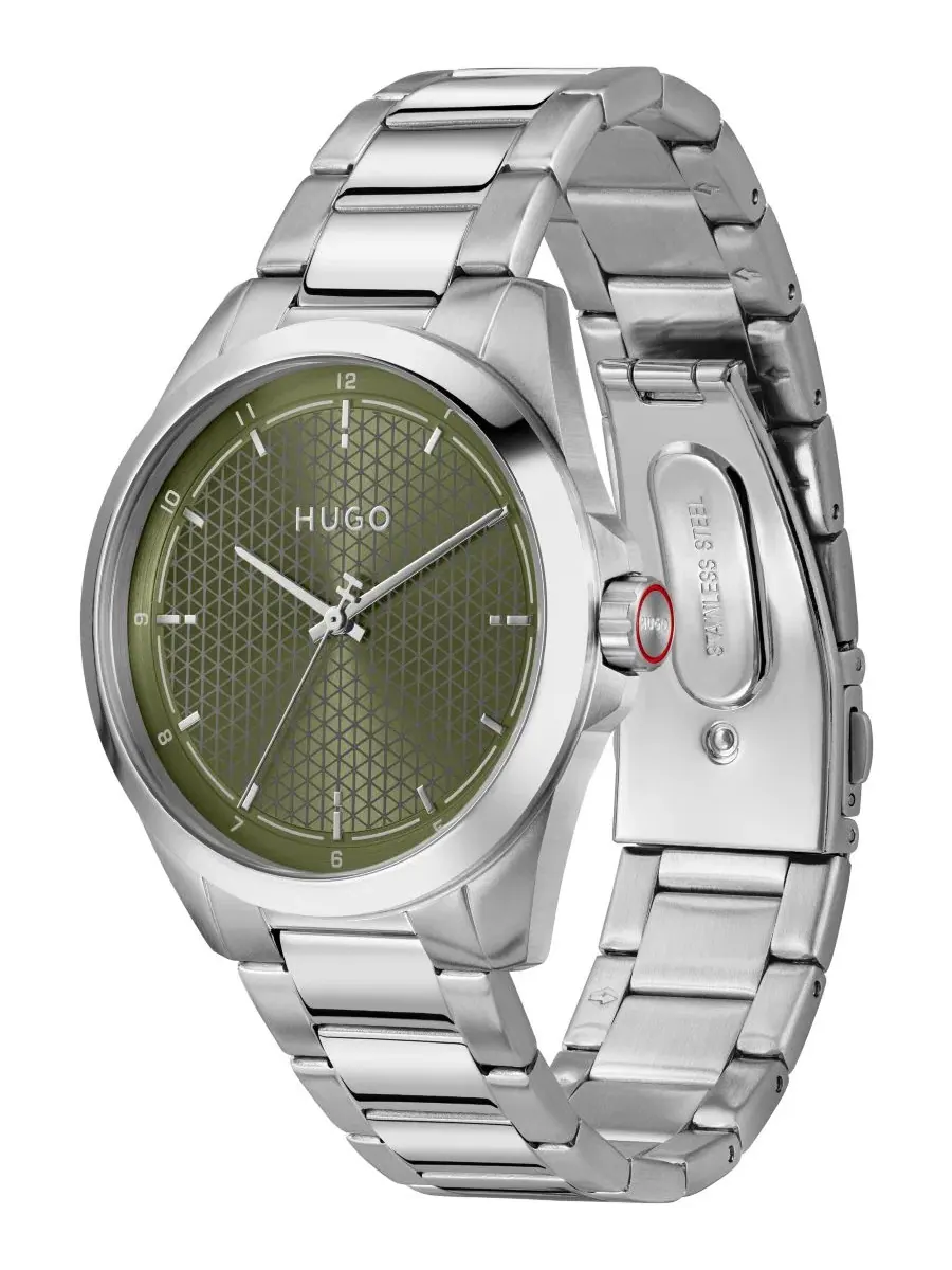 Мужские часы Seam Quartz из нержавеющей стали, 42,5 мм Hugo Boss — изображение 2 из 4, оттенок серебряный