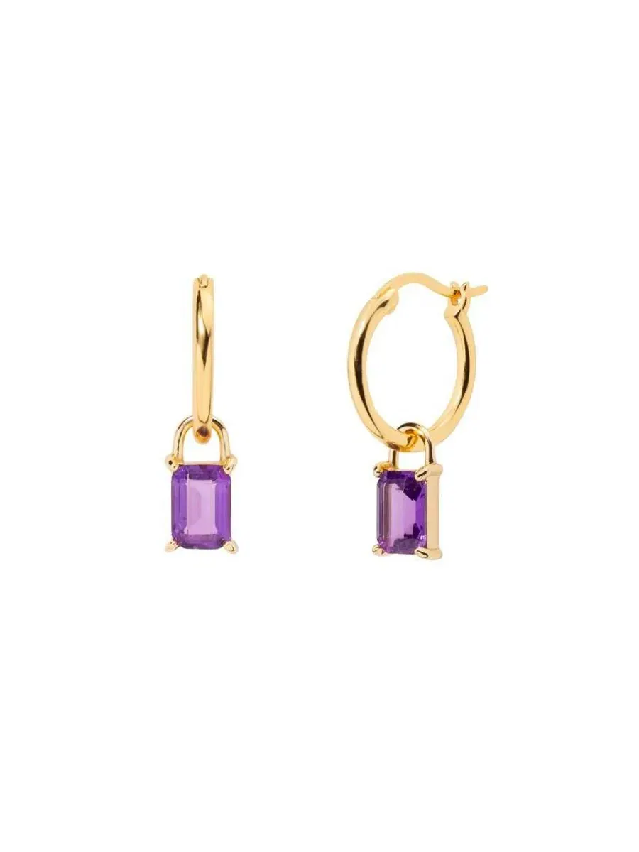 Серьги-кольца с камнем-аметистом Iris Birthstone Hoops Little Sky Stone