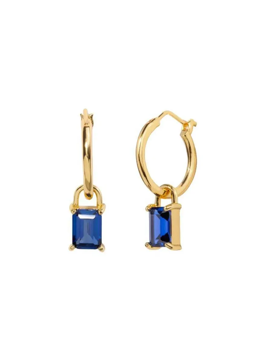 Серьги-кольца с камнем Сапфир Iris Birthstone Hoops Little Sky Stone