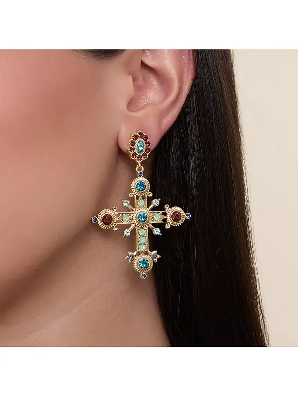 Серьги-Крестики в стиле бохо-люкс Jessica Simpson — изображение 3 из 4, оттенок мульти