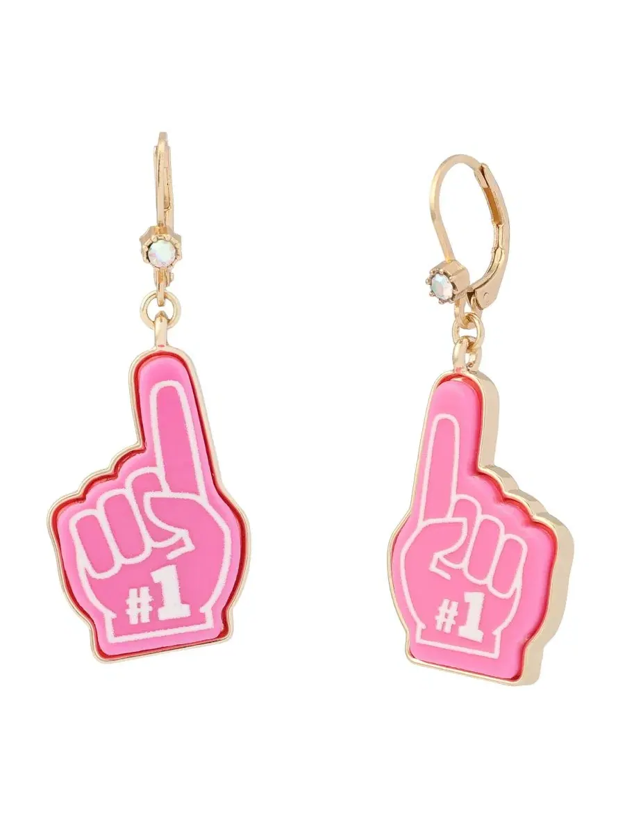 Серьги-пусеты с подвеской с цифрой один, из стекла Betsey Johnson — изображение 1 из 8, оттенок розовый/золотистый