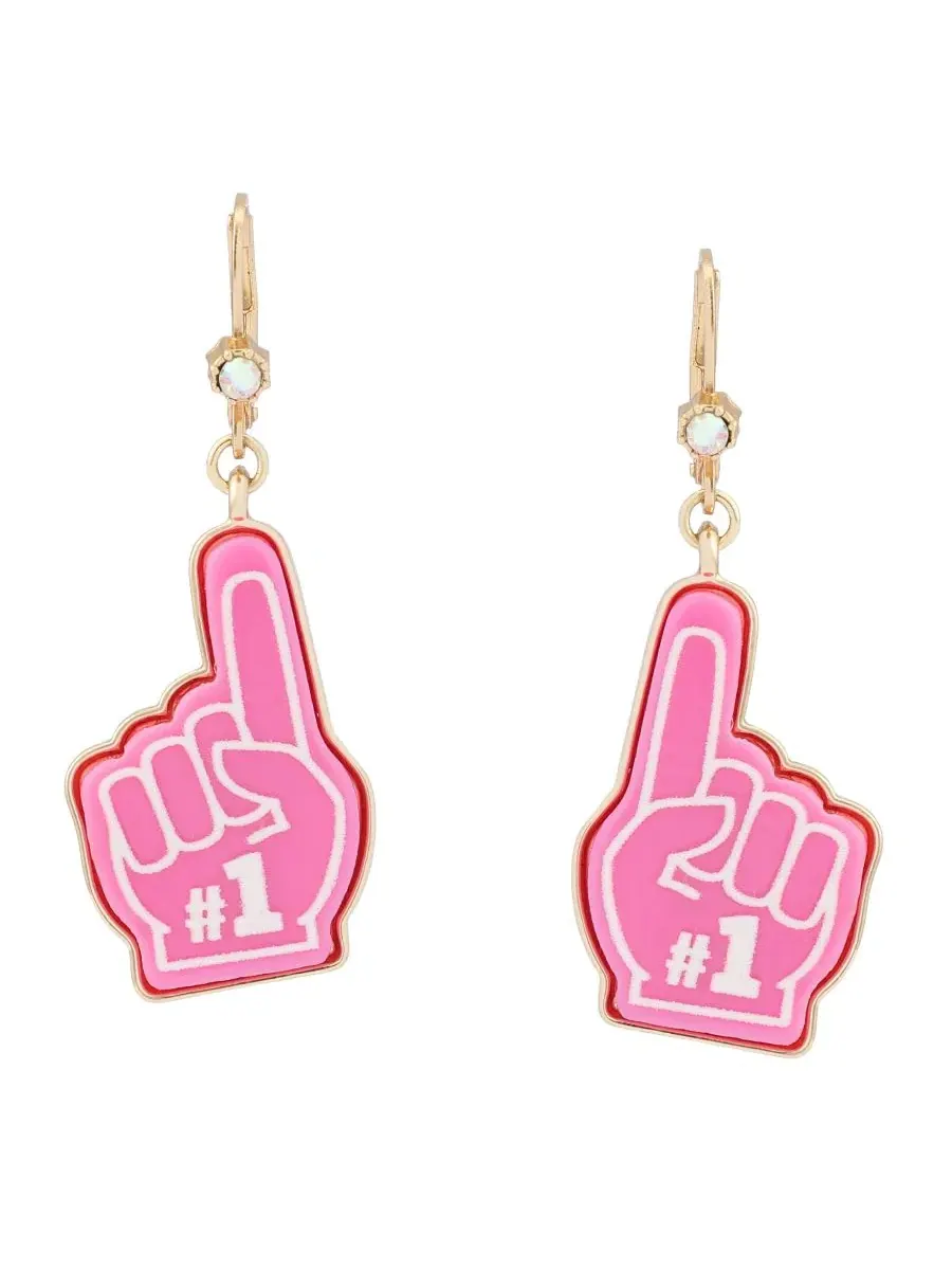Серьги-пусеты с подвеской с цифрой один, из стекла Betsey Johnson — изображение 2 из 8, оттенок розовый/золотистый