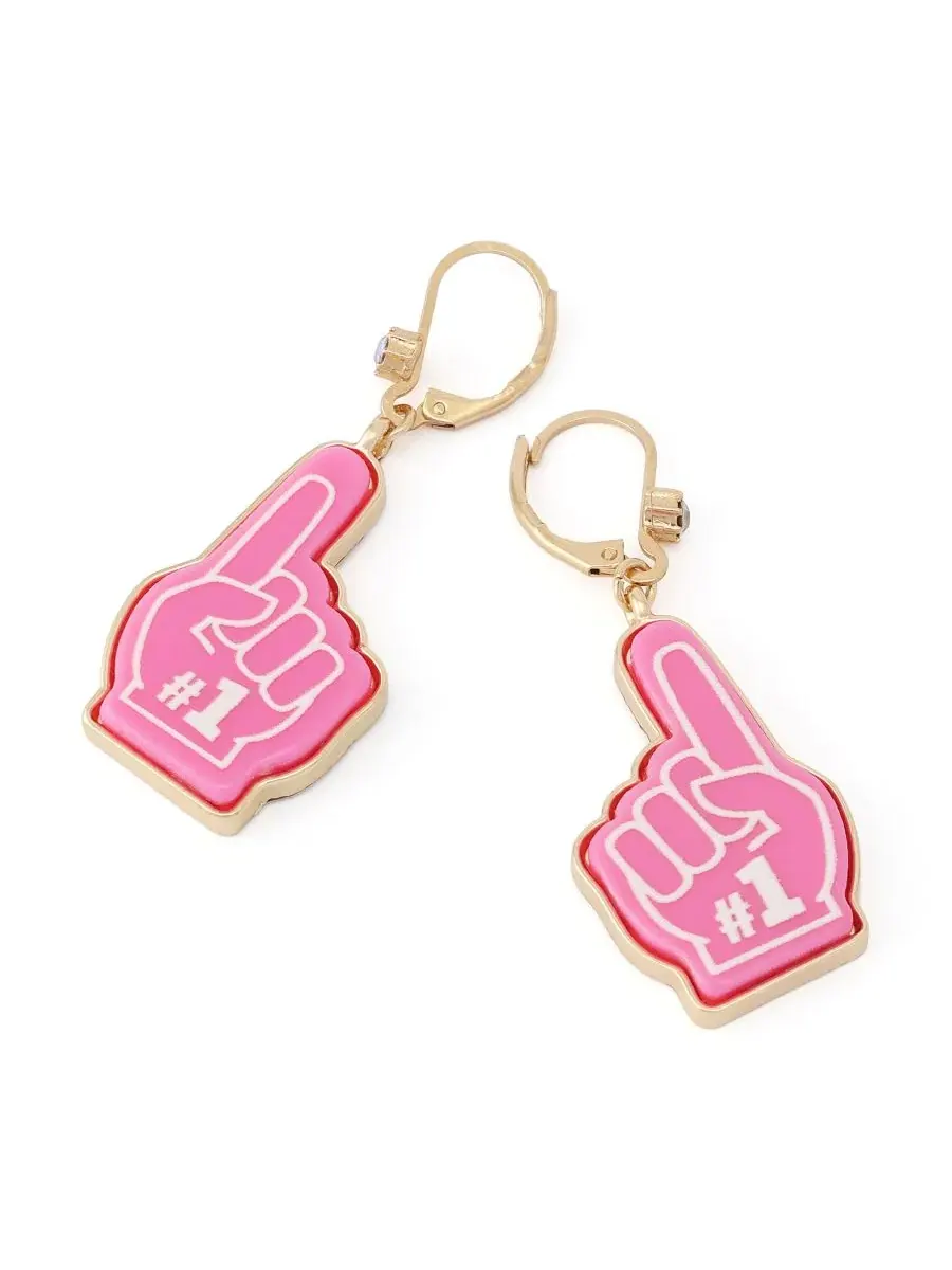 Серьги-пусеты с подвеской с цифрой один, из стекла Betsey Johnson — изображение 3 из 8, оттенок розовый/золотистый