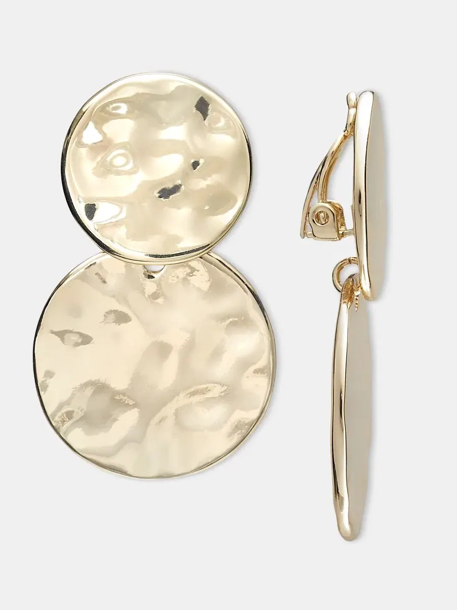 Серьги-клипсы с подвеской-диском Style & Co — изображение 2 из 3, оттенок золото