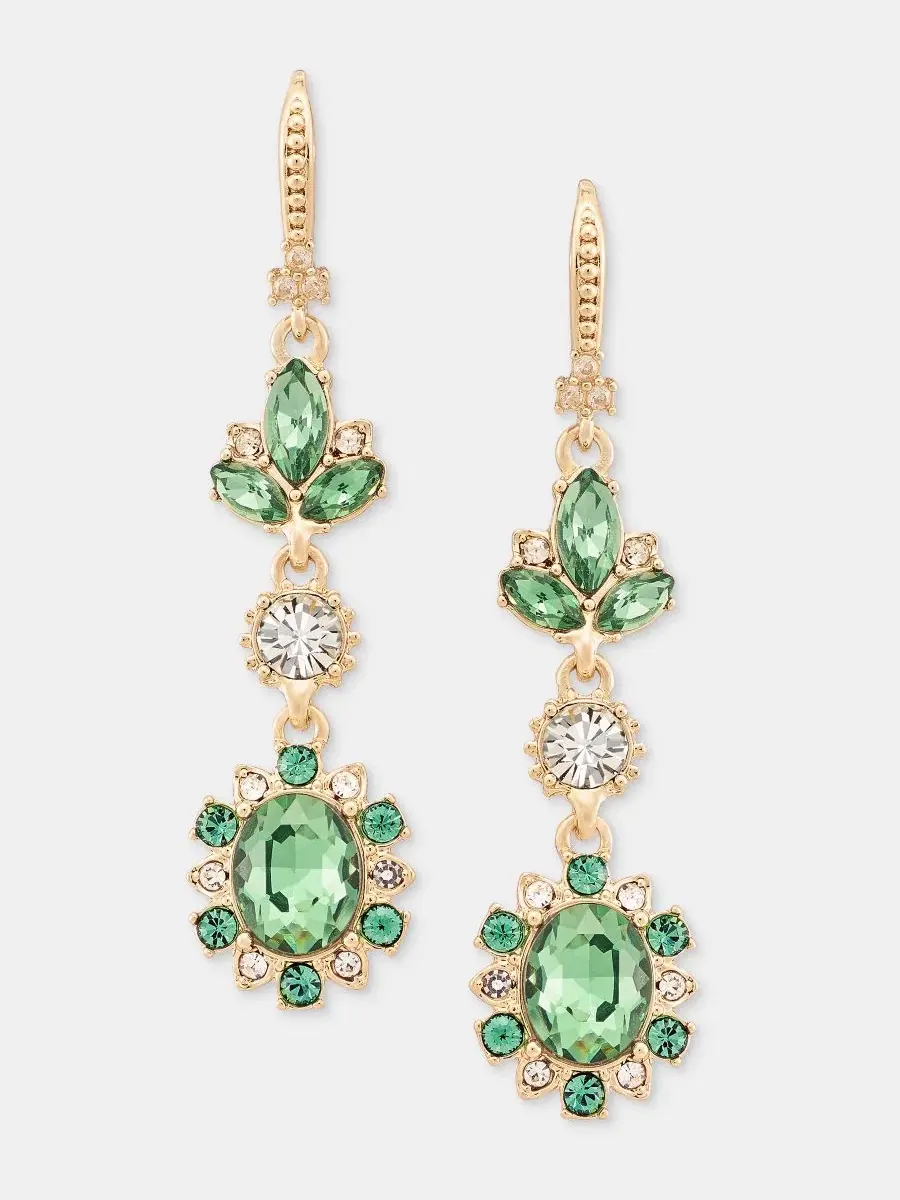 Серьги-подвески Stone Double Drop Marchesa — изображение 1 из 4, оттенок зеленый