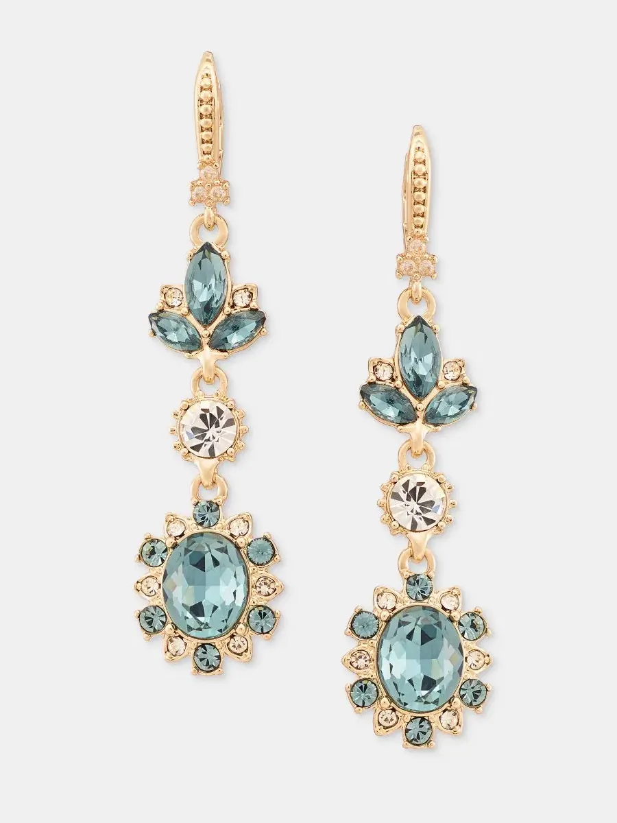 Серьги-подвески Stone Double Drop Marchesa — изображение 1 из 4, оттенок темно-синий