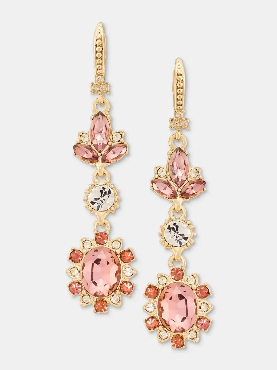 Серьги-подвески с камнями Stone Double Drop Marchesa — изображение 1 из 4, оттенок розовый