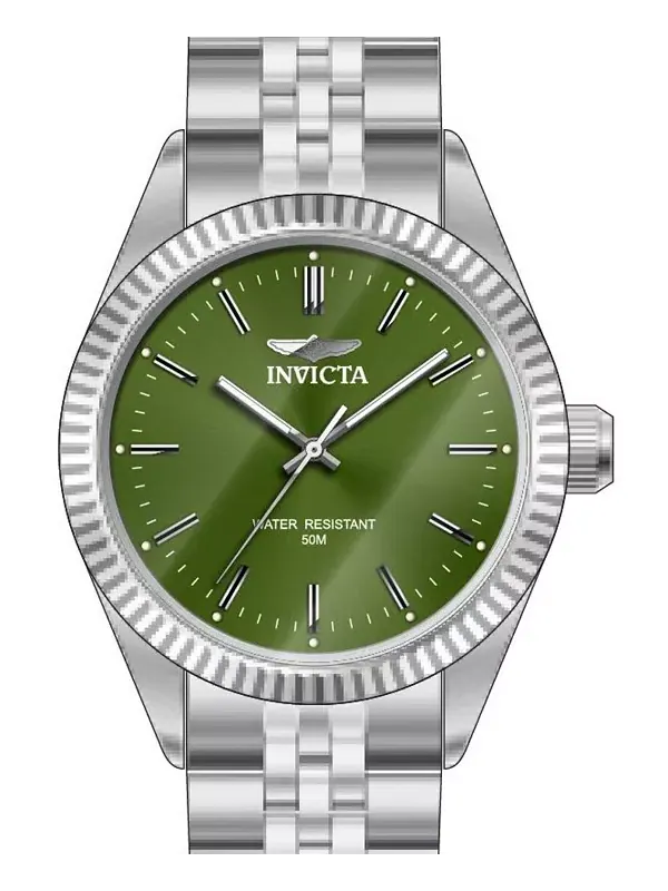Мужские кварцевые часы 49313 с тремя стрелками и зеленым циферблатом Invicta — изображение 2 из 3, оттенок серебряный