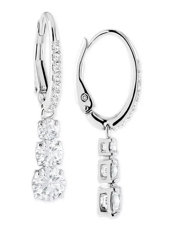 Серьги-Подвески с серебристыми кристаллами Swarovski — изображение 2 из 3, оттенок белый