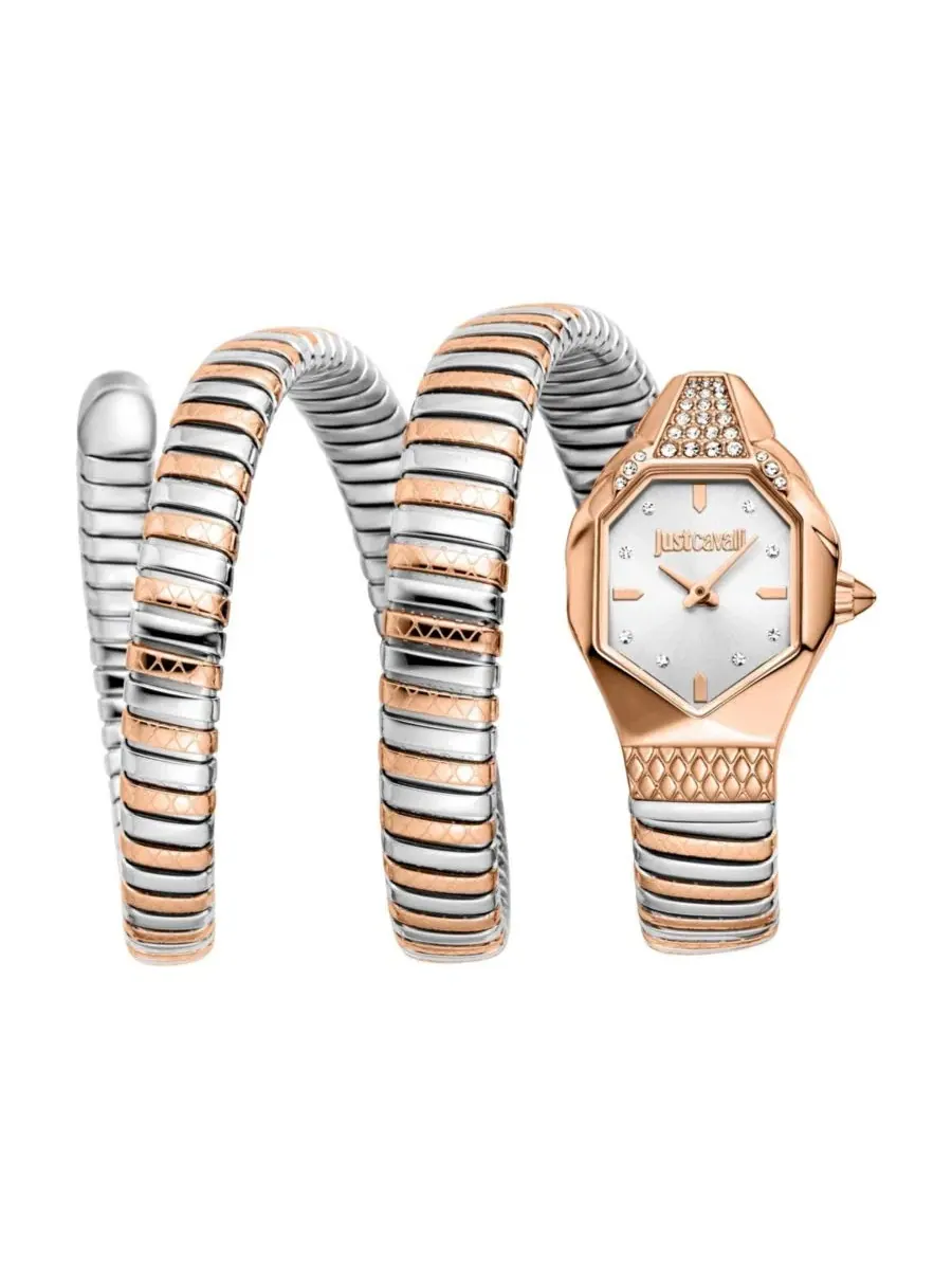 Женские часы Ambra Quartz Two Tone Stainless Steel Bracelet Watch Just Cavalli — розовый
