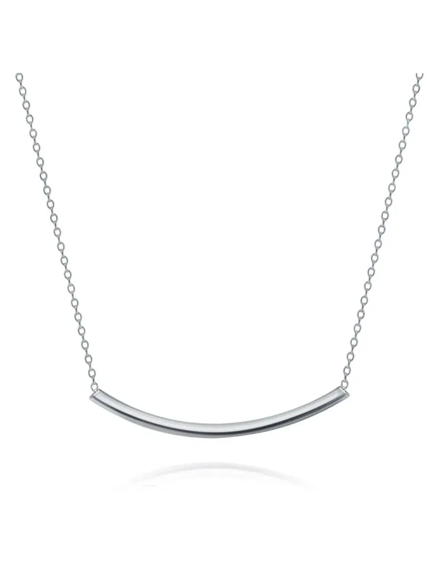 Колье с изогнутым стержнем, модель Minimalist Delicate Thin Sideways Horizontal Round Tube Curved — изображение 1 из 3
