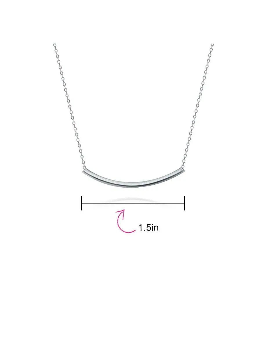 Колье с изогнутым стержнем, модель Minimalist Delicate Thin Sideways Horizontal Round Tube Curved — изображение 2 из 3