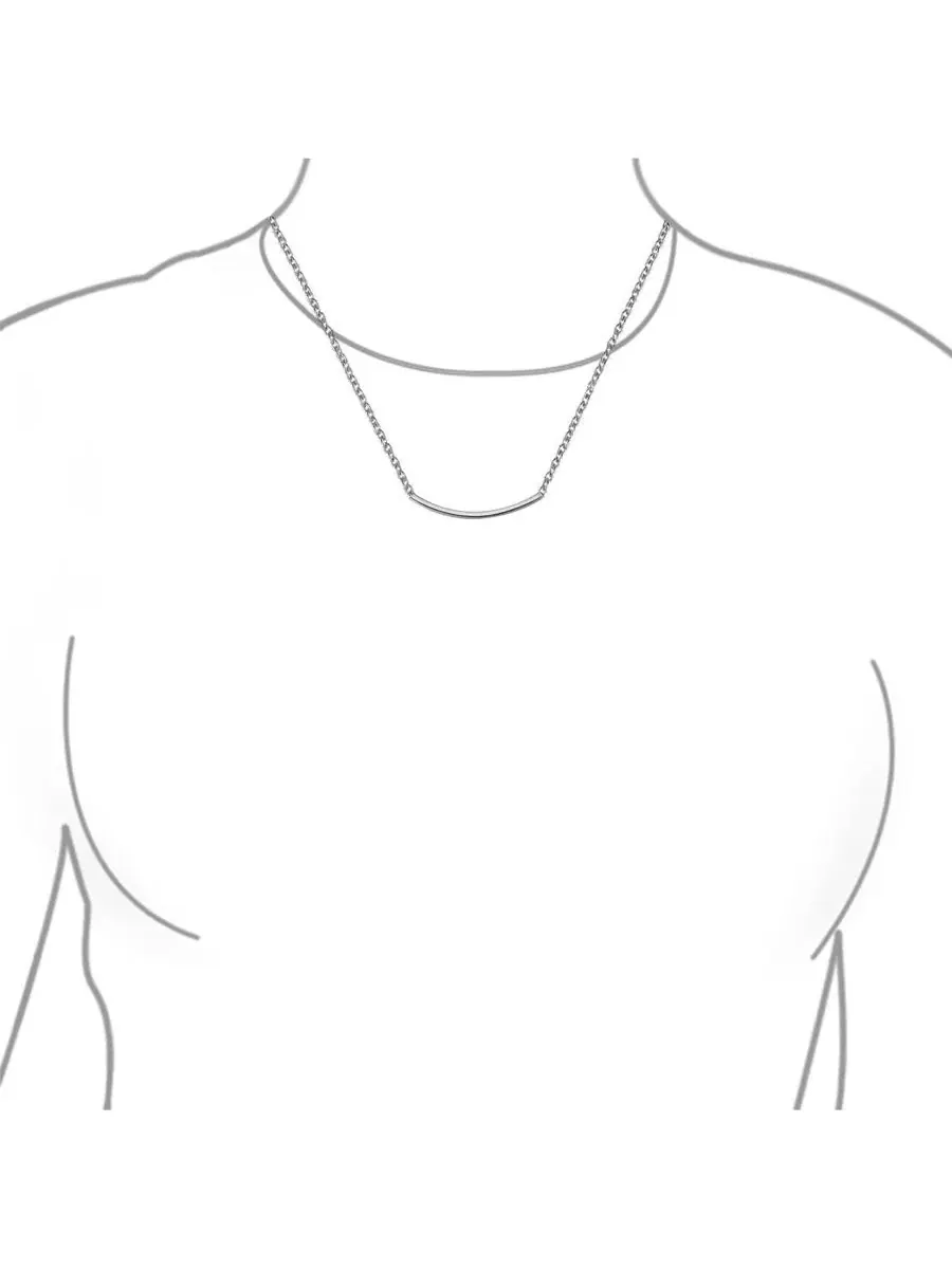 Колье с изогнутым стержнем, модель Minimalist Delicate Thin Sideways Horizontal Round Tube Curved — изображение 3 из 3