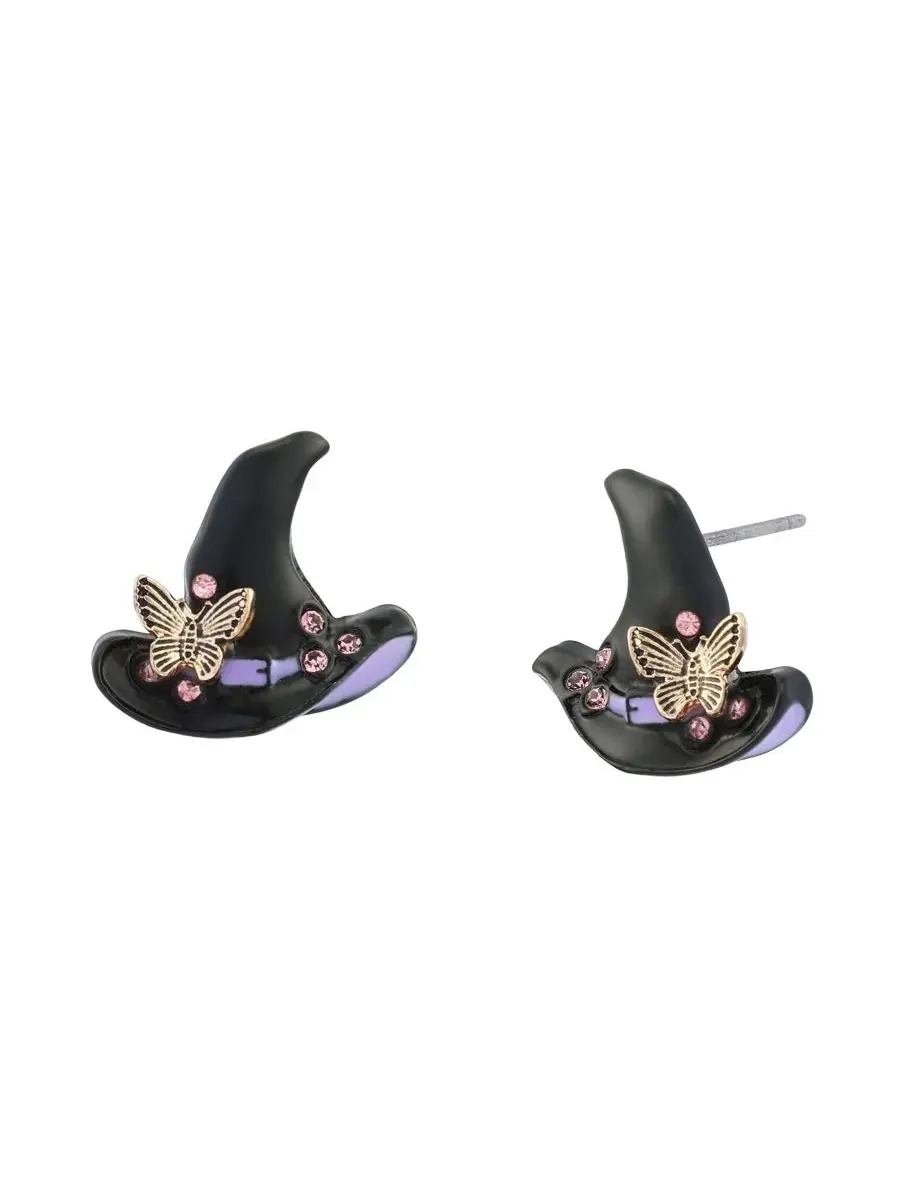 Серьги-пусеты с принтом ведьминской шляпы Faux-Stone Halloween Witchy Stud Earrings Betsey Johnson — изображение 1 из 3