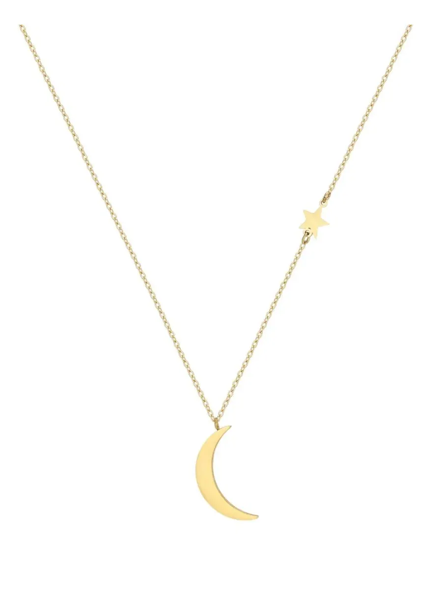Подвеска-кулон с луной и звездой, 18K золотое покрытие ADORNIA — изображение 1 из 3