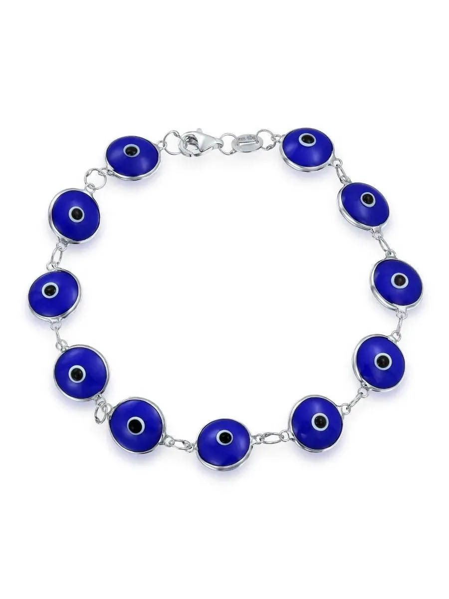 Браслет-оберег с глазом из красного стекла, модель Evil Eye Bling Jewelry — изображение 1 из 3, оттенок темно-синий