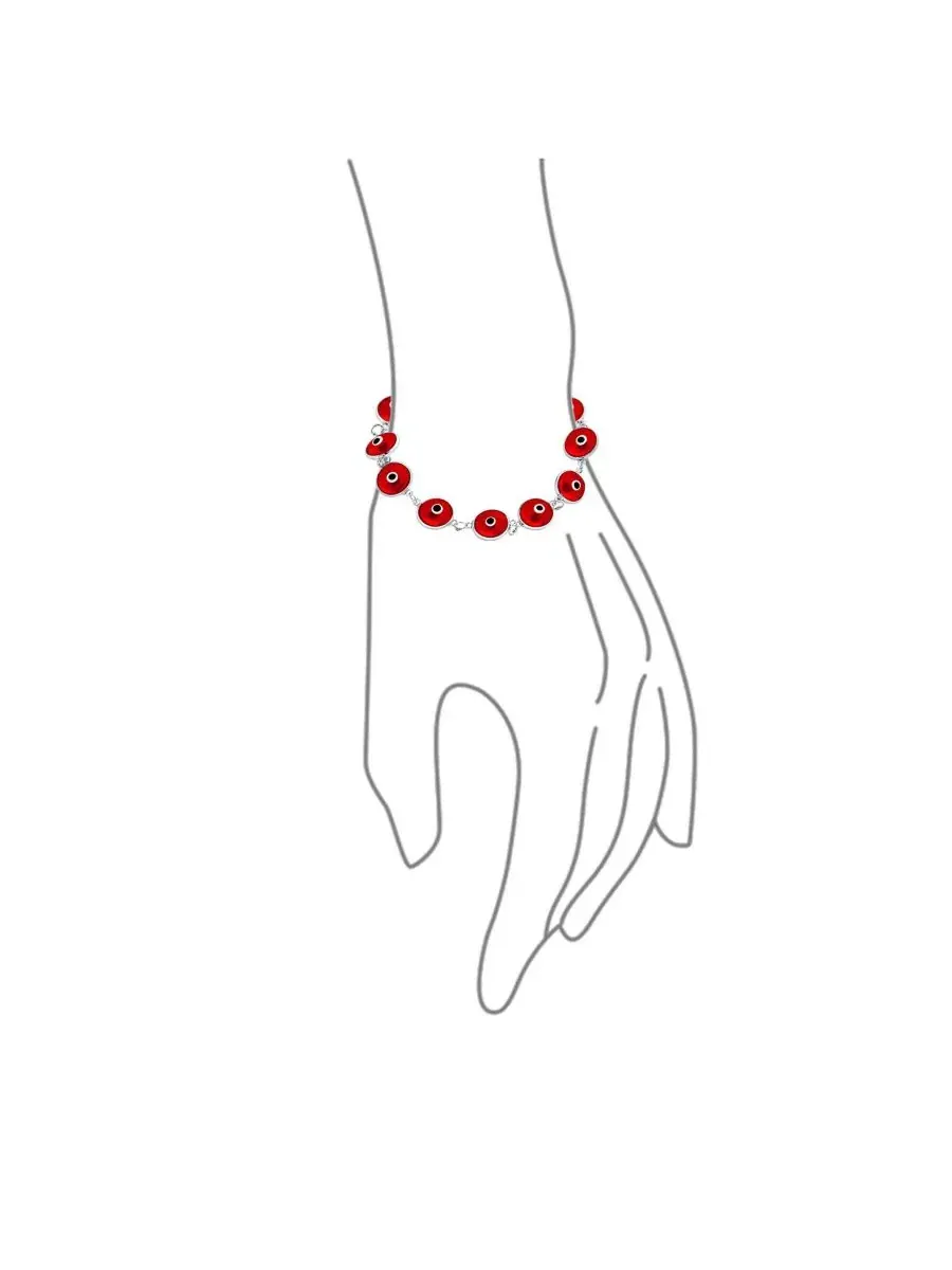 Браслет-оберег с глазом из красного стекла, с серебром 925 пробы Bling Jewelry — изображение 2 из 2, оттенок светлый красный