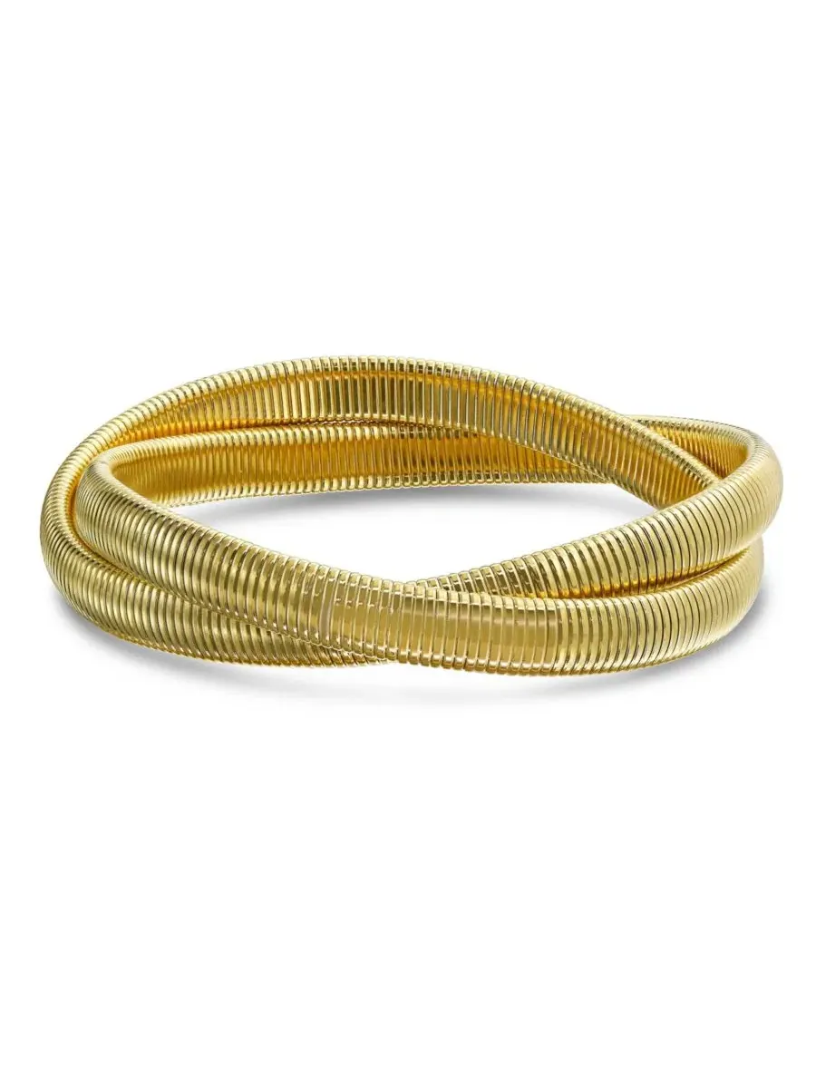 Браслет-стяжка из двух нитей с полированной отделкой Bling Jewelry — изображение 1 из 3, оттенок золотистый