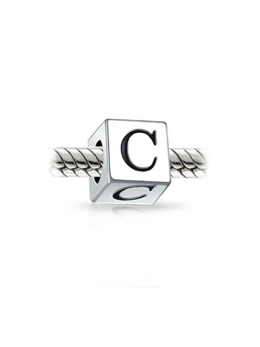 Бусина-подвеска в виде печатной буквы алфавита для европейского браслета Bling Jewelry — изображение 2 из 3