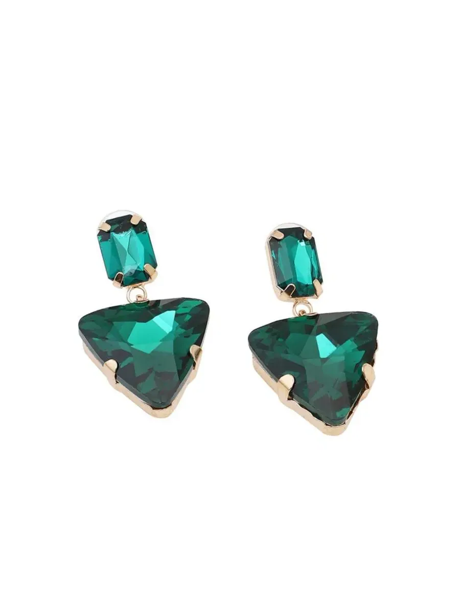 Серьги-подвески с камнем Green Triangle SOHI — изображение 1 из 3, оттенок зеленый