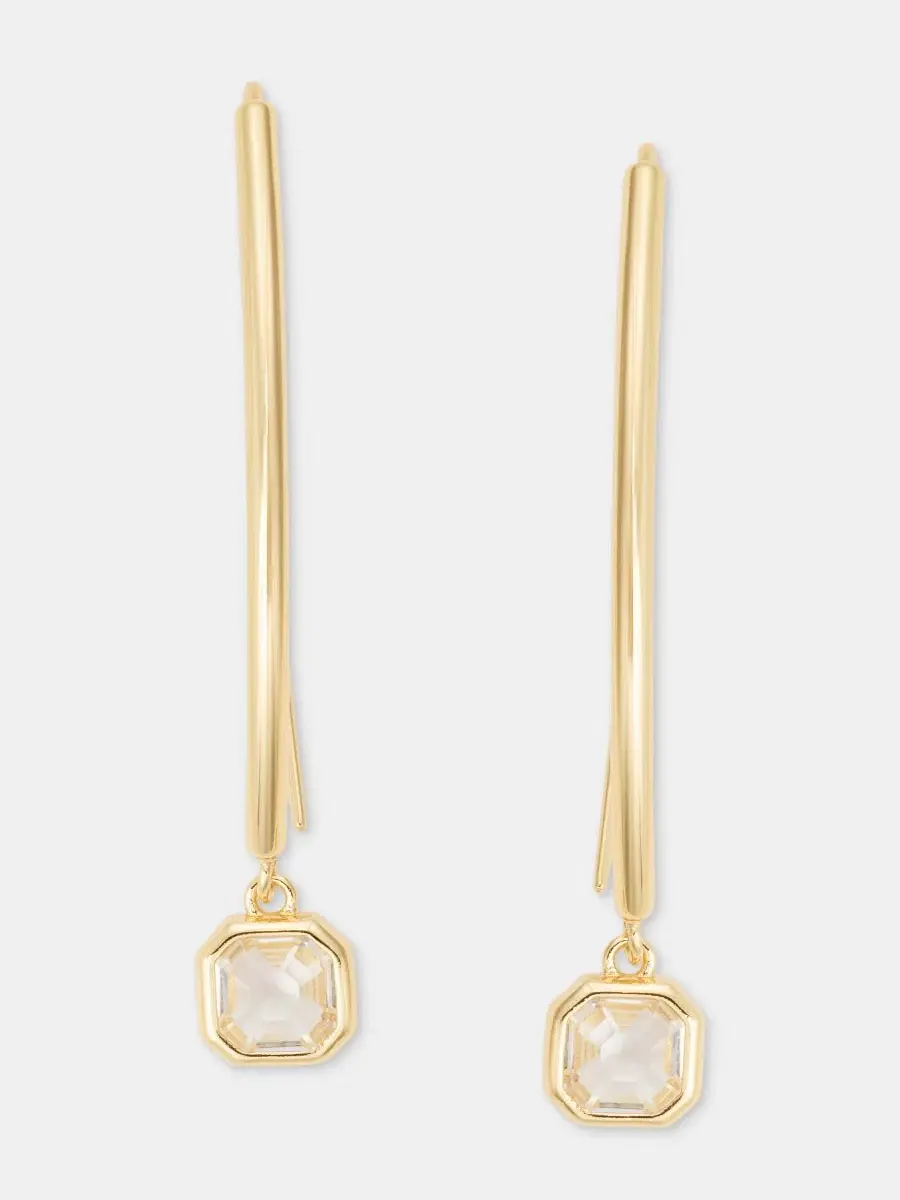 Серьги-пусеты с камнем Stone Threader Lauren Ralph Lauren — изображение 2 из 4, оттенок золото