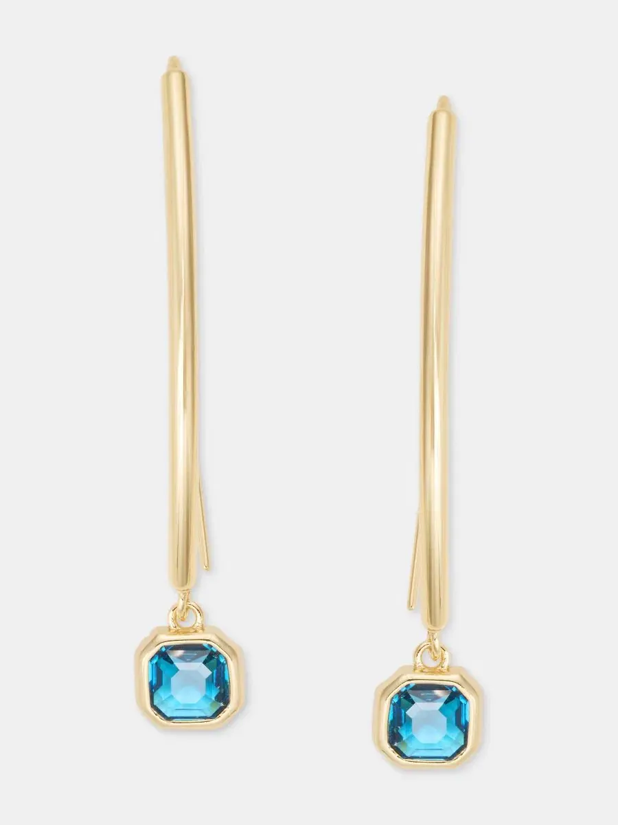 Серьги-подвески с камнем Stone Lauren Ralph Lauren — изображение 1 из 3, оттенок темно-синий