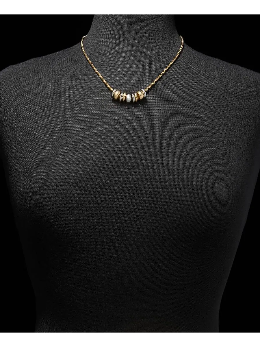 Ожерелье-колье с бусинами Puffy Rondelle Bead DKNY — изображение 3 из 5, оттенок телесный